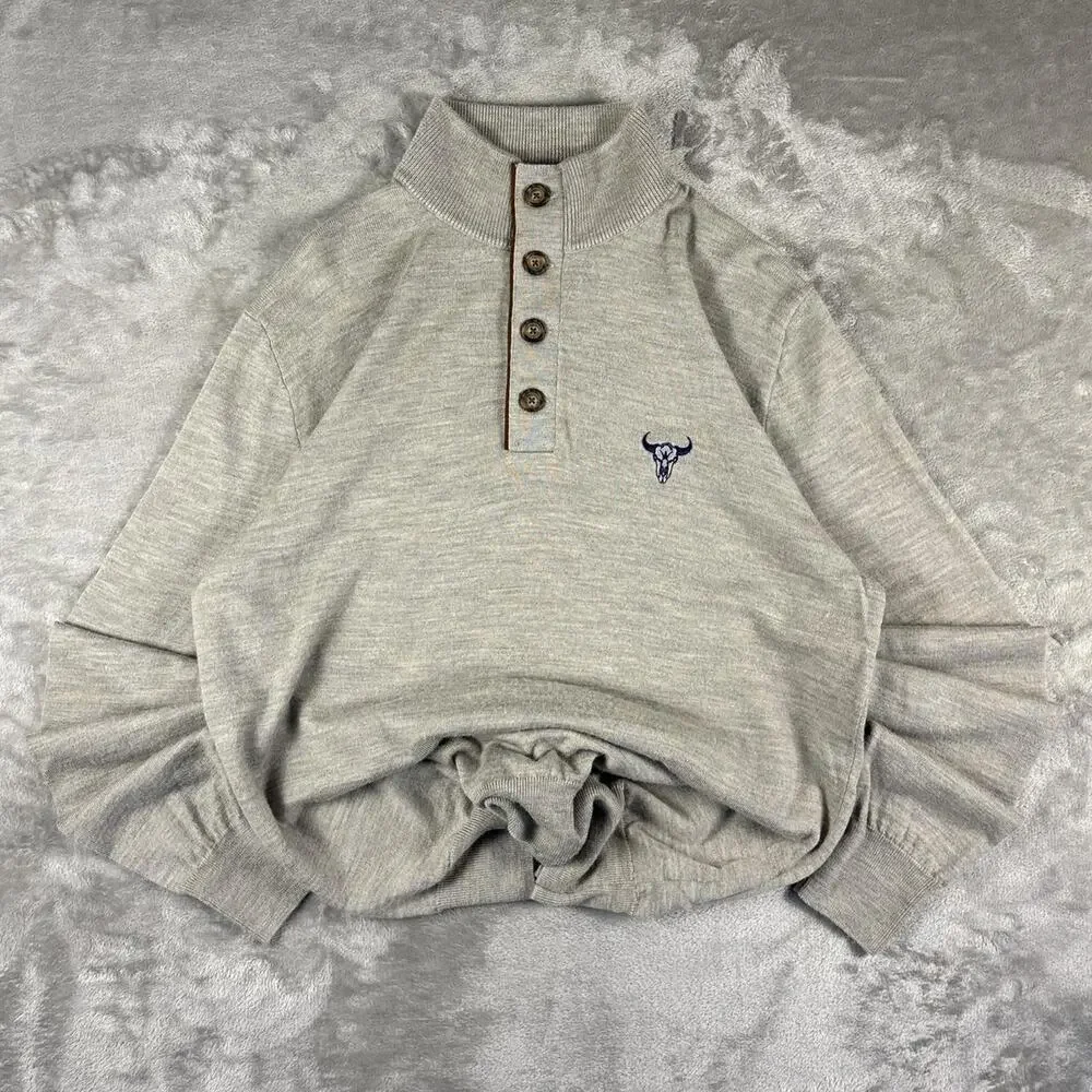 Polo Golf Ralph Lauren 4-Button Merino Wool Bull Head Embroidered Pullover